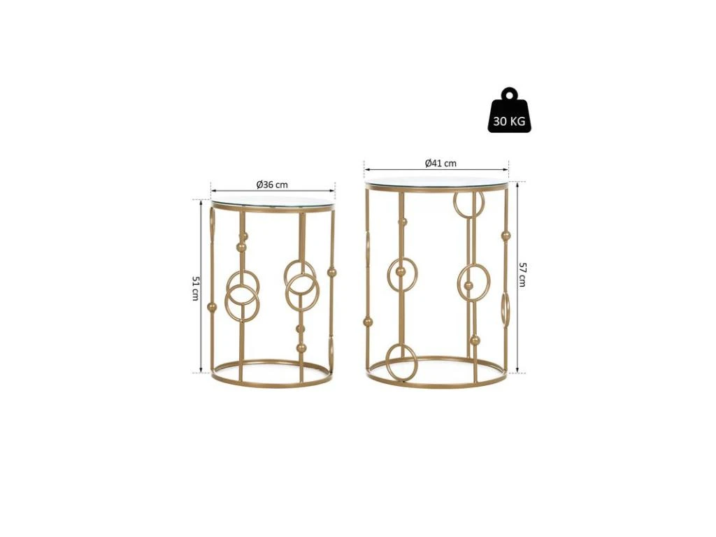 Lot De 2 Tables Gigognes GATSBY Dorées 5 Lot De 2 Tables Gigognes GATSBY Dorées – Image 3