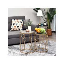 Lot De 2 Tables Gigognes GATSBY Dorées 14 Lot De 2 Tables Gigognes GATSBY Dorées -Pas Cher Mobiliora Magasin table basse 19186337