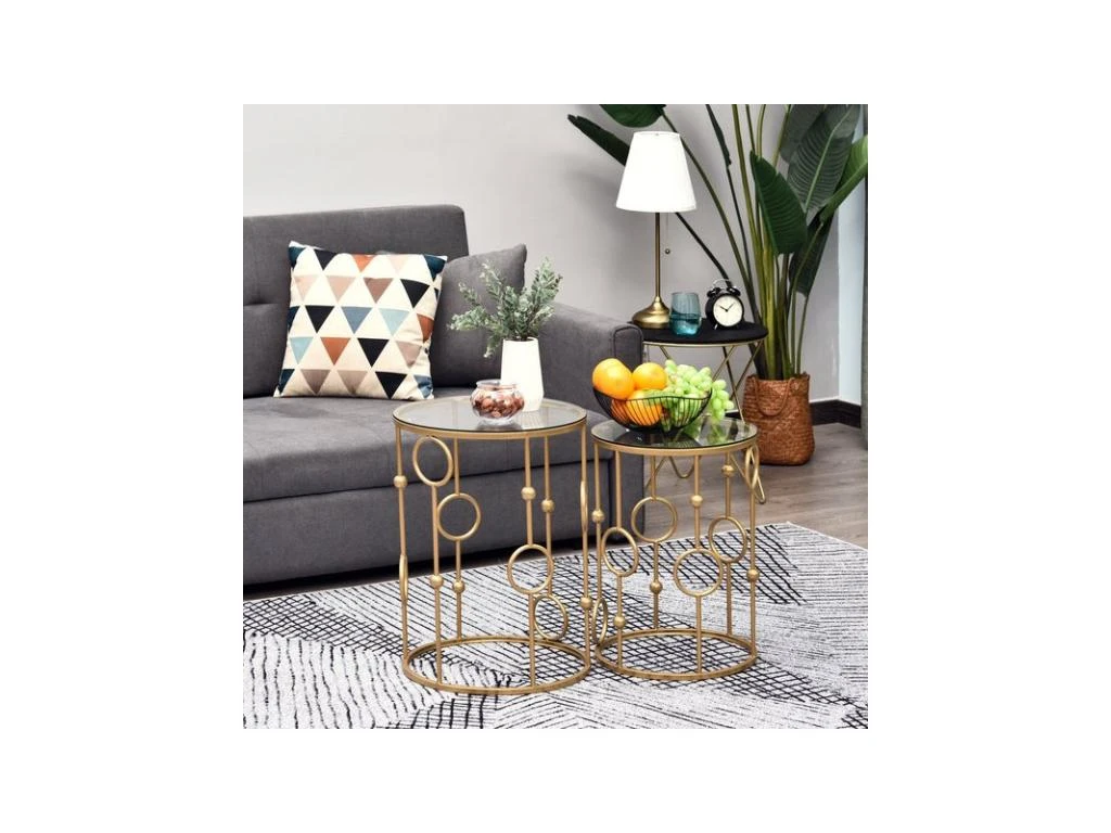 Lot De 2 Tables Gigognes GATSBY Dorées 6 Lot De 2 Tables Gigognes GATSBY Dorées – Image 4