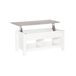 Table Basse Relevable ULYSSE Blanc Et Aspect Marbre