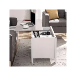 Table Basse Relevable ULYSSE Blanc Et Aspect Marbre -Pas Cher Mobiliora Magasin table basse 19186401