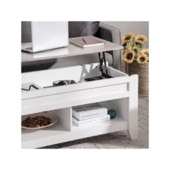 Table Basse Relevable ULYSSE Blanc Et Aspect Marbre -Pas Cher Mobiliora Magasin table basse 19186409