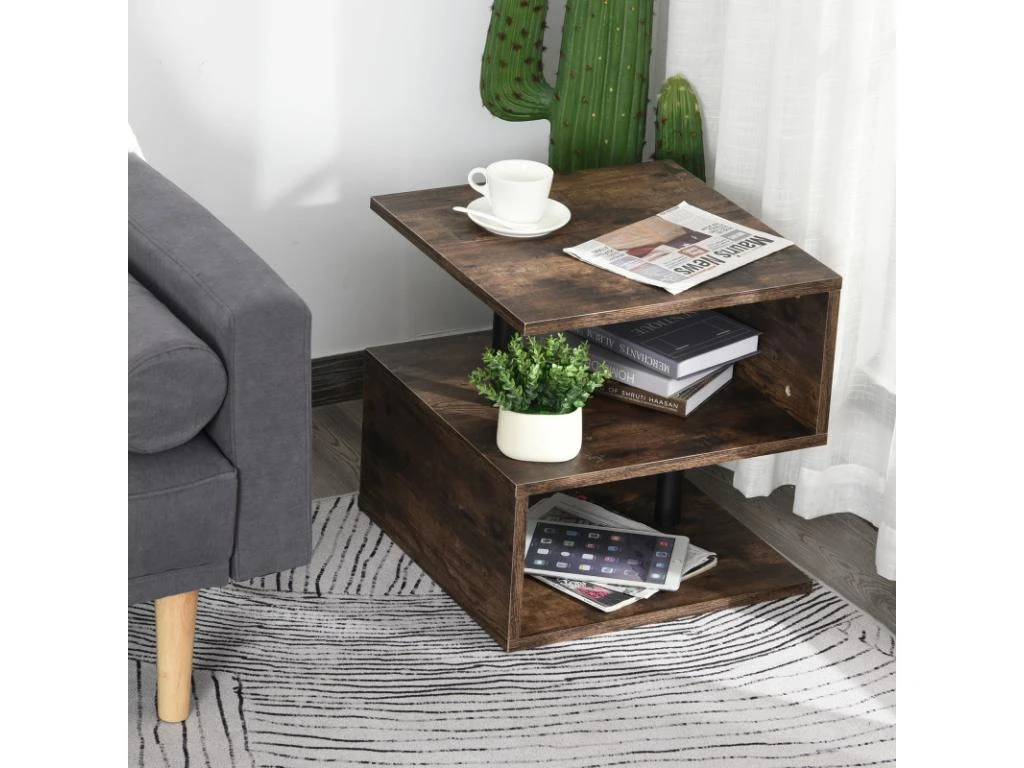 Table Basse Contemporaine SILVIO Bois Et Noir 4 Table Basse Contemporaine SILVIO Bois Et Noir â Image 2