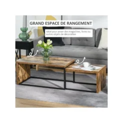 2 Tables Basses CLAY Aspect Bois -Pas Cher Mobiliora Magasin table basse 19186829