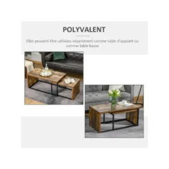 2 Tables Basses CLAY Aspect Bois -Pas Cher Mobiliora Magasin table basse 19186831