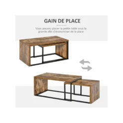 2 Tables Basses CLAY Aspect Bois -Pas Cher Mobiliora Magasin table basse 19186833