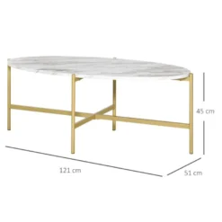 Table Basse Ovale MICHAL Marbre Et Dorée -Pas Cher Mobiliora Magasin table basse 19186845