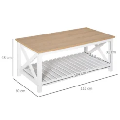Table Basse Rectangulaire BIARRITZ Chêne Clair Et Blanc -Pas Cher Mobiliora Magasin table basse 19186891