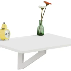 Table Murale Rabattable En Bois, Table De Cuisine, Table Enfant, L60×P40cm -Blanc, FWT03-W