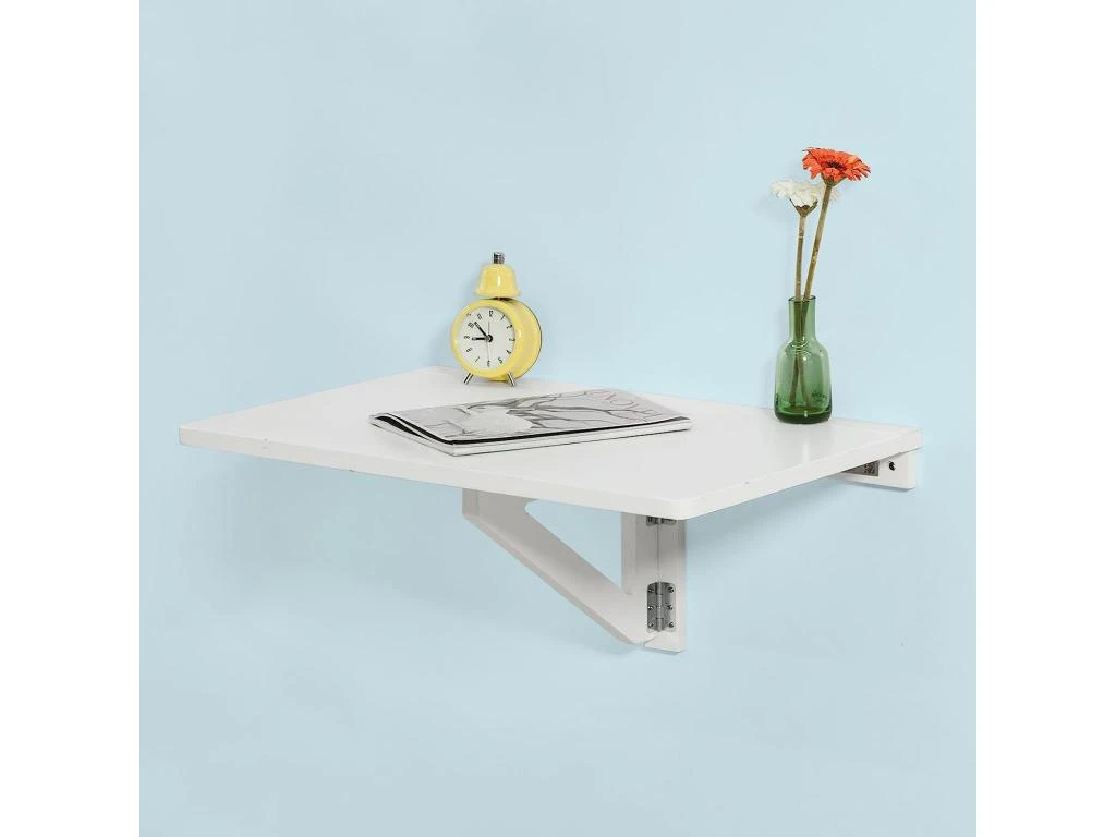 Table Murale Rabattable En Bois, Table De Cuisine, Table Enfant, L60×P40cm -Blanc, FWT03-W 4 Table Murale Rabattable En Bois, Table De Cuisine, Table Enfant, L60×P40cm -Blanc, FWT03-W – Image 2