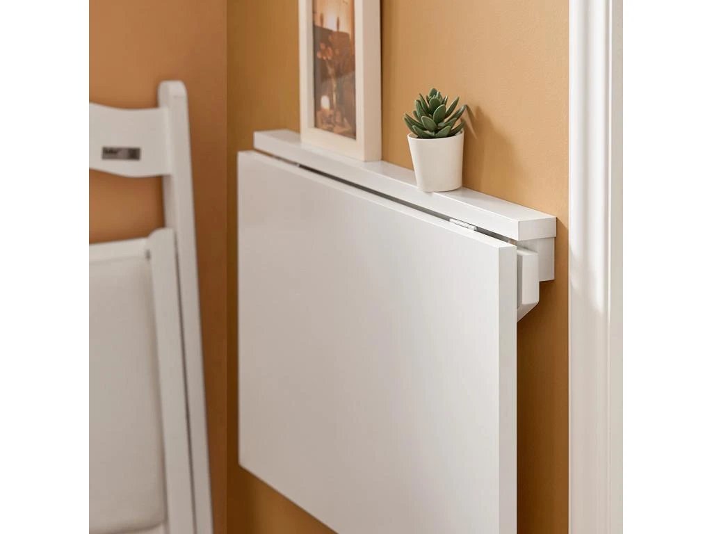 Table Murale Rabattable En Bois, Table De Cuisine, Table Enfant, L60×P40cm -Blanc, FWT03-W 9 Table Murale Rabattable En Bois, Table De Cuisine, Table Enfant, L60×P40cm -Blanc, FWT03-W – Image 7