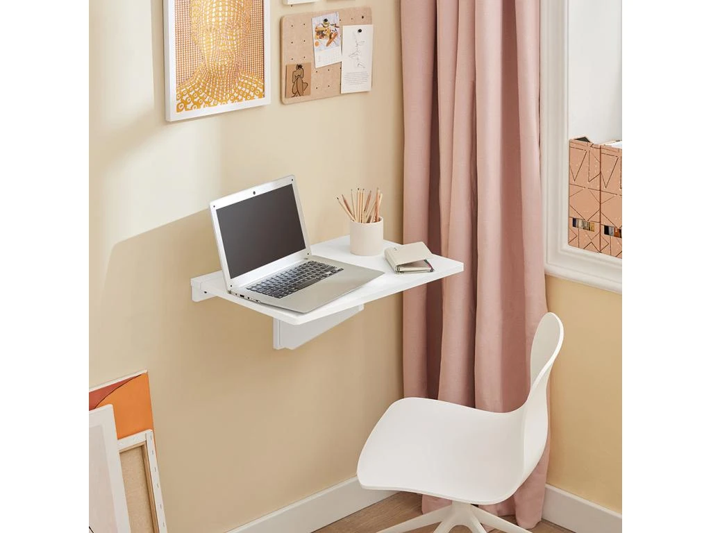 Table Murale Rabattable En Bois, Table De Cuisine, Table Enfant, L60×P40cm -Blanc, FWT03-W 12 Table Murale Rabattable En Bois, Table De Cuisine, Table Enfant, L60×P40cm -Blanc, FWT03-W – Image 10