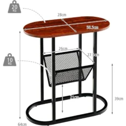 Table D'appoint Industrielle Avec étagère En Maille, Cadre En Acier Robuste, Marron Rustique -Pas Cher Mobiliora Magasin table basse 19405499