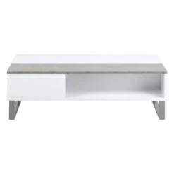 Table Basse - 110x60 Cm - Relevable - Blanc / Béton - KOSTRENA 13 Table Basse - 110x60 Cm - Relevable - Blanc / Béton - KOSTRENA -Pas Cher Mobiliora Magasin table basse 19447767