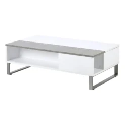 Table Basse - 110x60 Cm - Relevable - Blanc / Béton - KOSTRENA 14 Table Basse - 110x60 Cm - Relevable - Blanc / Béton - KOSTRENA -Pas Cher Mobiliora Magasin table basse 19447769