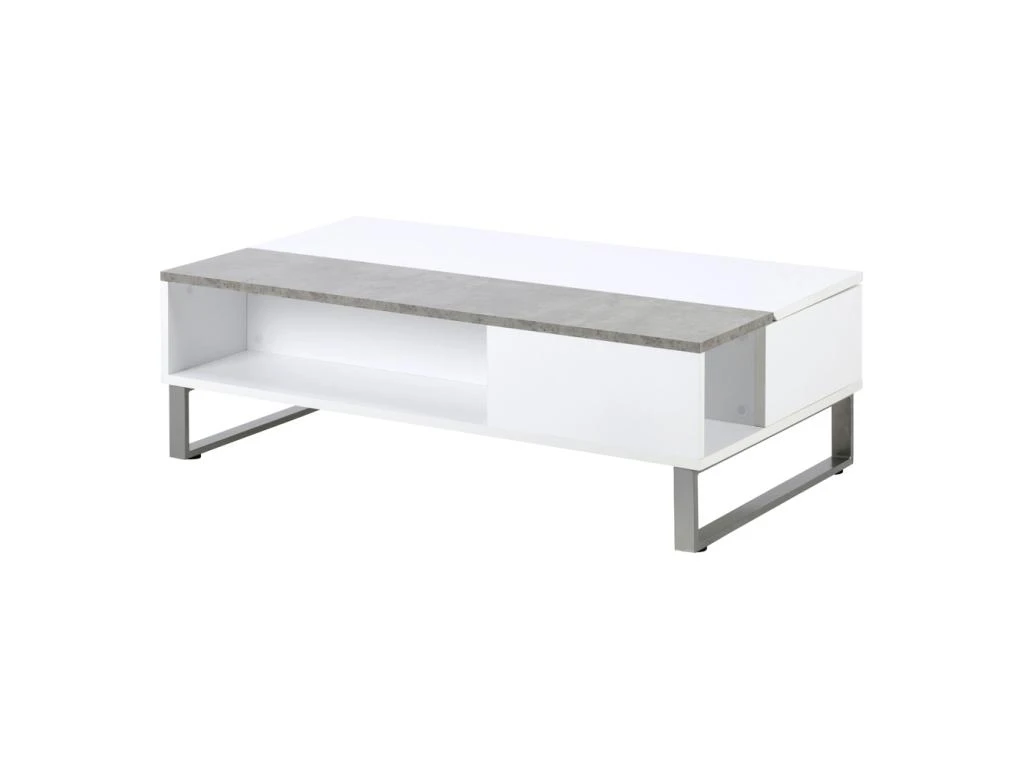 Table Basse - 110x60 Cm - Relevable - Blanc / Béton - KOSTRENA 6 Table Basse - 110x60 Cm - Relevable - Blanc / Béton - KOSTRENA – Image 4
