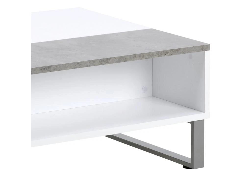 Table Basse - 110x60 Cm - Relevable - Blanc / Béton - KOSTRENA 7 Table Basse - 110x60 Cm - Relevable - Blanc / Béton - KOSTRENA – Image 5