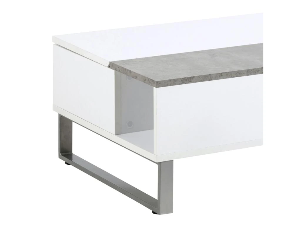 Table Basse - 110x60 Cm - Relevable - Blanc / Béton - KOSTRENA 8 Table Basse - 110x60 Cm - Relevable - Blanc / Béton - KOSTRENA – Image 6