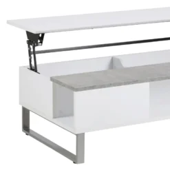 Table Basse - 110x60 Cm - Relevable - Blanc / Béton - KOSTRENA 17 Table Basse - 110x60 Cm - Relevable - Blanc / Béton - KOSTRENA -Pas Cher Mobiliora Magasin table basse 19447775