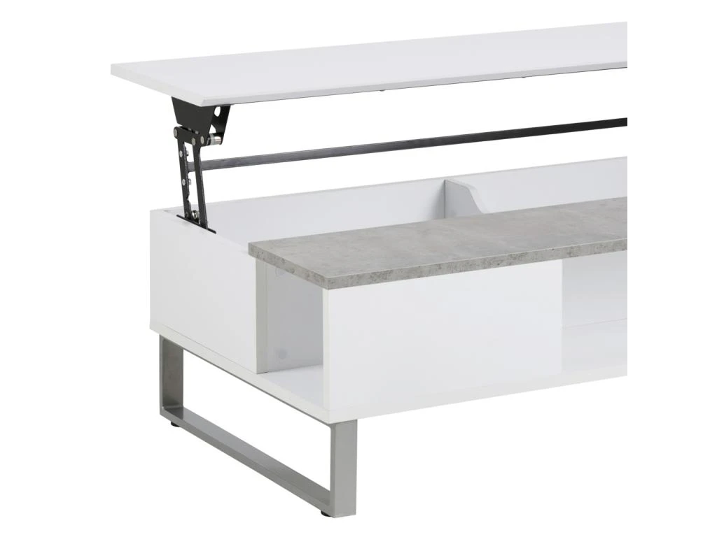 Table Basse - 110x60 Cm - Relevable - Blanc / Béton - KOSTRENA 9 Table Basse - 110x60 Cm - Relevable - Blanc / Béton - KOSTRENA – Image 7