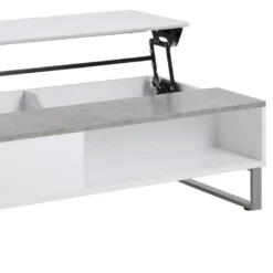 Table Basse - 110x60 Cm - Relevable - Blanc / Béton - KOSTRENA 18 Table Basse - 110x60 Cm - Relevable - Blanc / Béton - KOSTRENA -Pas Cher Mobiliora Magasin table basse 19447777