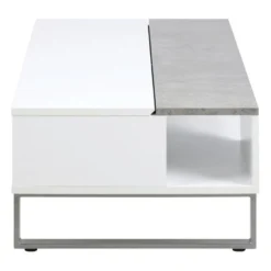 Table Basse - 110x60 Cm - Relevable - Blanc / Béton - KOSTRENA 19 Table Basse - 110x60 Cm - Relevable - Blanc / Béton - KOSTRENA -Pas Cher Mobiliora Magasin table basse 19447779