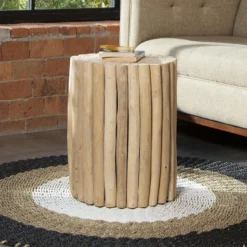 Table D'appoint En Teck - Coloris : Naturel - LUTIANA 15 Table D'appoint En Teck - Coloris : Naturel - LUTIANA -Pas Cher Mobiliora Magasin table basse 1959105