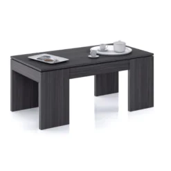 Table Basse Relevable Gris - ANNA - L 100 X L 50 X H 43/54 Cm