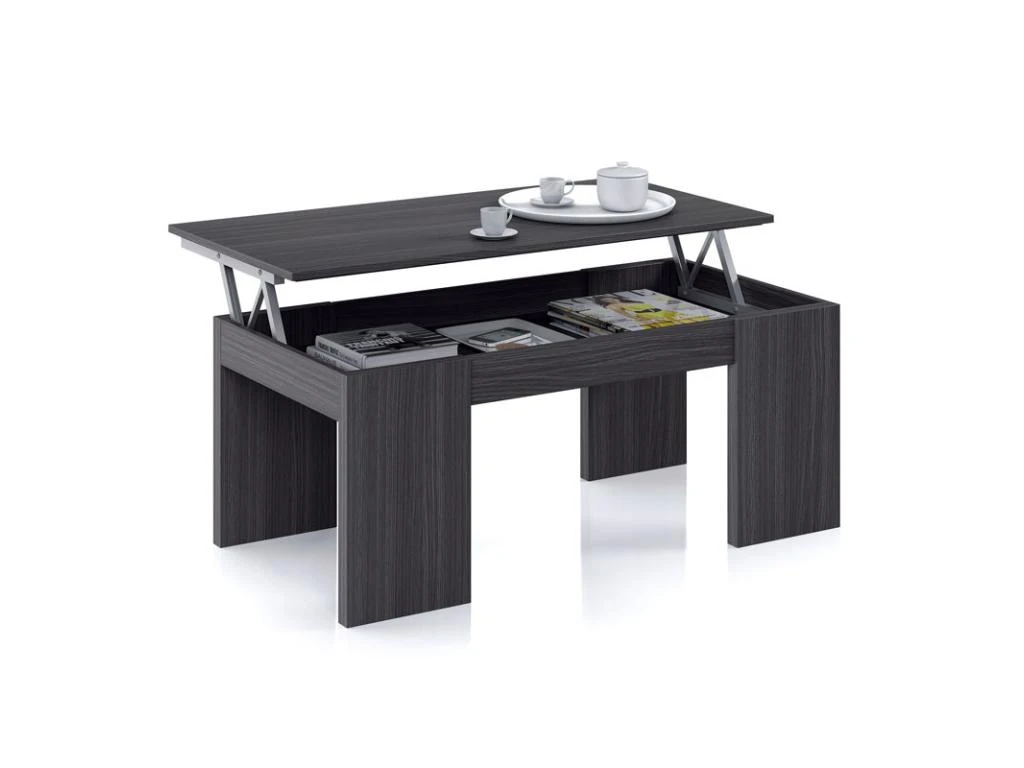 Table Basse Relevable Gris - ANNA - L 100 X L 50 X H 43/54 Cm 4 Table Basse Relevable Gris - ANNA - L 100 X L 50 X H 43/54 Cm – Image 2
