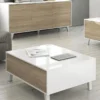 Table Basse Relevable Blanc Brillant/Chêne Clair - STOCKTON - L 100 X L 68 X H 41 Cm -Pas Cher Mobiliora Magasin table basse 19724109