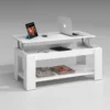 Table Basse Relevable Blanche Double Plateau - RUINUI - L 102 X L 50 X H 43/54 Cm -Pas Cher Mobiliora Magasin table basse 19724253
