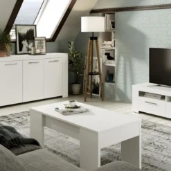 Table Basse Relevable Blanc Mat - RUYRUY - L 100 X L 50 X H 45 Cm -Pas Cher Mobiliora Magasin table basse 19724359