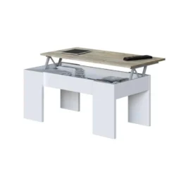 Table Basse Relevable Blanc/Chêne - ARTICA - L 100 X L 50 X H 45/56 Cm -Pas Cher Mobiliora Magasin table basse 19724485