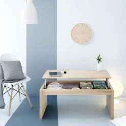 Table Basse Relevable Chêne - CELESTE - L 102 X L 50 X H 43 Cm