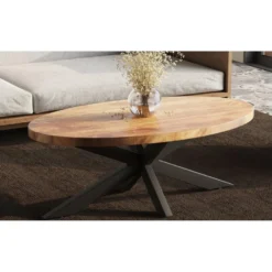 Table Basse Ovale Collection MADEIRO Marron.
