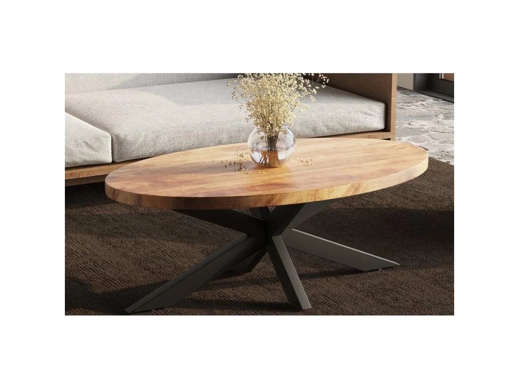Table Basse Ovale Collection MADEIRO Marron. 3 Table Basse Ovale Collection MADEIRO Marron.