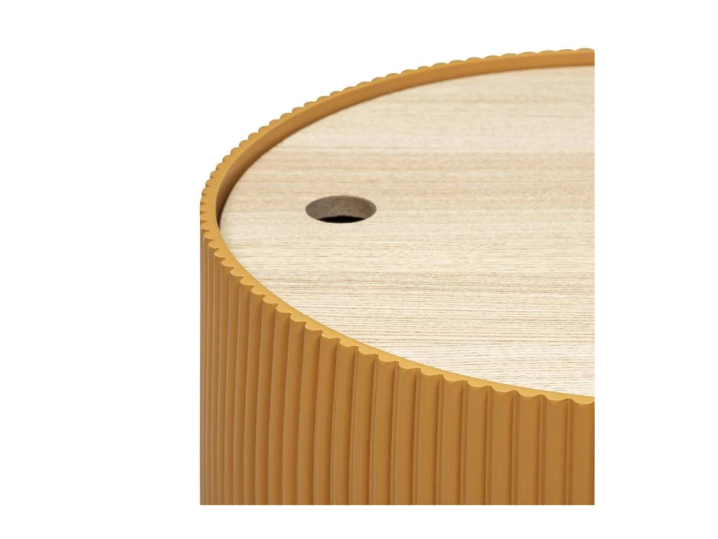 Table à Café Avec Coffre De Rangement En Bois Peint Moutarde D 38,5 X H 35 Cm 5 Table à Café Avec Coffre De Rangement En Bois Peint Moutarde D 38,5 X H 35 Cm – Image 3