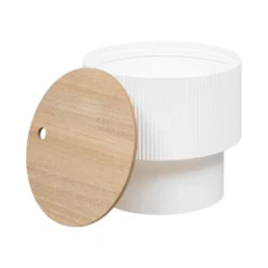 Table à Café Avec Coffre De Rangement En Bois Peint Blanc D 38,5 X H 35 Cm -Pas Cher Mobiliora Magasin table basse 19802015