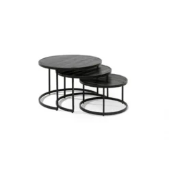 Table Basse Gigogne Ronde Noir Collection LENOX. Meuble Style Industriel