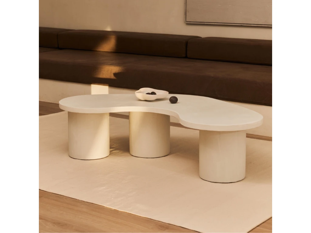Table Basse Du Microciment En Couleur Blanc 130 Cm 4 Table Basse Du Microciment En Couleur Blanc 130 Cm – Image 2