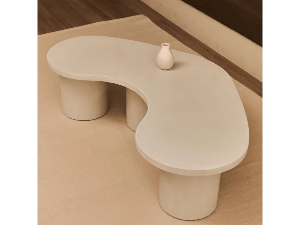 Table Basse Du Microciment En Couleur Blanc 130 Cm 5 Table Basse Du Microciment En Couleur Blanc 130 Cm – Image 3