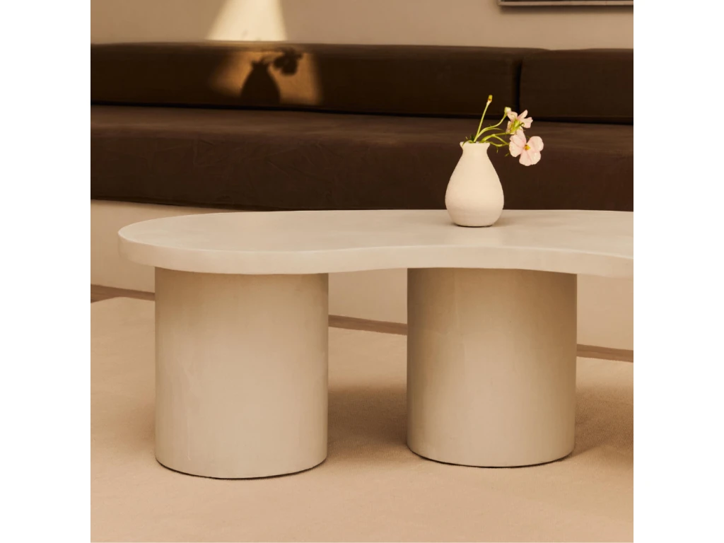 Table Basse Du Microciment En Couleur Blanc 130 Cm 8 Table Basse Du Microciment En Couleur Blanc 130 Cm – Image 6