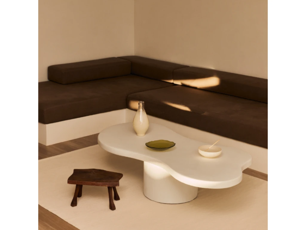 Table Basse Du Microciment En Couleur Blanc 120 Cm 4 Table Basse Du Microciment En Couleur Blanc 120 Cm – Image 2