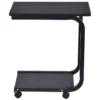 Table D'appoint Avec 4 Roues Roulantes à 360° 2 Tablettes De Rangement 50x30x59cm Noir 20_0001158 -Pas Cher Mobiliora Magasin table basse 20115403