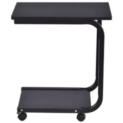 Pas Cher Mobiliora Magasin 14 Table D'appoint Avec 4 Roues Roulantes à 360° 2 Tablettes De Rangement 50x30x59cm Noir 20_0001158