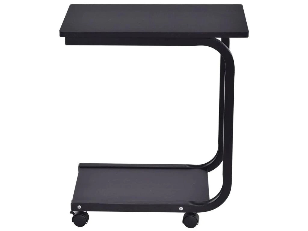 Table D'appoint Avec 4 Roues Roulantes à 360° 2 Tablettes De Rangement 50x30x59cm Noir 20_0001158 3 Table D'appoint Avec 4 Roues Roulantes à 360° 2 Tablettes De Rangement 50x30x59cm Noir 20_0001158