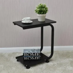 Table D'appoint Avec 4 Roues Roulantes à 360° 2 Tablettes De Rangement 50x30x59cm Noir 20_0001158 10 Table D'appoint Avec 4 Roues Roulantes à 360° 2 Tablettes De Rangement 50x30x59cm Noir 20_0001158 -Pas Cher Mobiliora Magasin table basse 20115409
