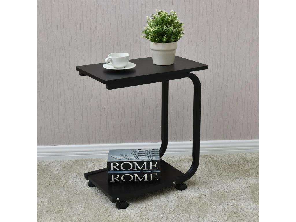 Table D'appoint Avec 4 Roues Roulantes à 360° 2 Tablettes De Rangement 50x30x59cm Noir 20_0001158 6 Table D'appoint Avec 4 Roues Roulantes à 360° 2 Tablettes De Rangement 50x30x59cm Noir 20_0001158 – Image 4