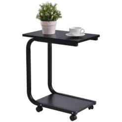 Table D'appoint Avec 4 Roues Roulantes à 360° 2 Tablettes De Rangement 50x30x59cm Noir 20_0001158 11 Table D'appoint Avec 4 Roues Roulantes à 360° 2 Tablettes De Rangement 50x30x59cm Noir 20_0001158 -Pas Cher Mobiliora Magasin table basse 20115411