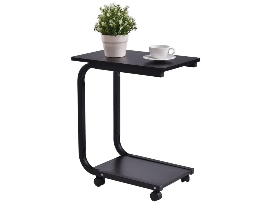 Table D'appoint Avec 4 Roues Roulantes à 360° 2 Tablettes De Rangement 50x30x59cm Noir 20_0001158 7 Table D'appoint Avec 4 Roues Roulantes à 360° 2 Tablettes De Rangement 50x30x59cm Noir 20_0001158 – Image 5